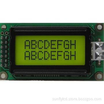 Alphanumeric 8 x 2 LCD Display with LED Backlight, Measures 58 x 32 x (Maximum) 13.8mm